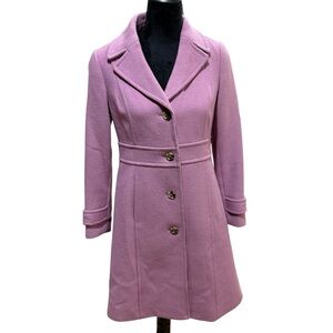 Talbots Womens Purple Pink Wool Form Fitting Petite Peacoat Jacket Size 2P